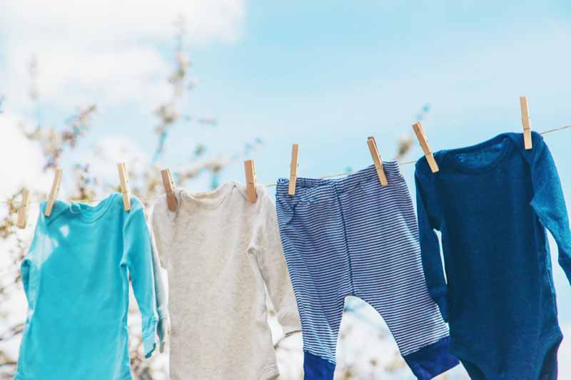 Air drying clothes on clothesline